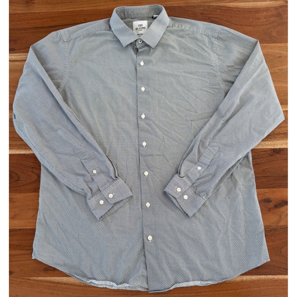 Ben Sherman Tailoring Mens Tailored Skinny Fit Geometric Print Shirt 16.5 34-35